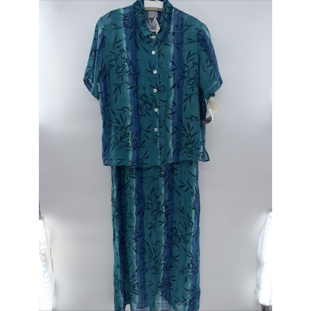 Rabbit Rabbit Rabbit Designs Teal Floral Chiffon Maxi Dress With Top Size 16 $90